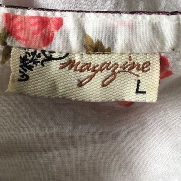 Embroidered Neckline Floral Blouse - Picture 5 of 8